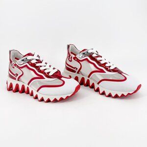 Christian Louboutin Sharkina White Mesh Red Sneakers Size 38.5 US 8.5 Women 6977